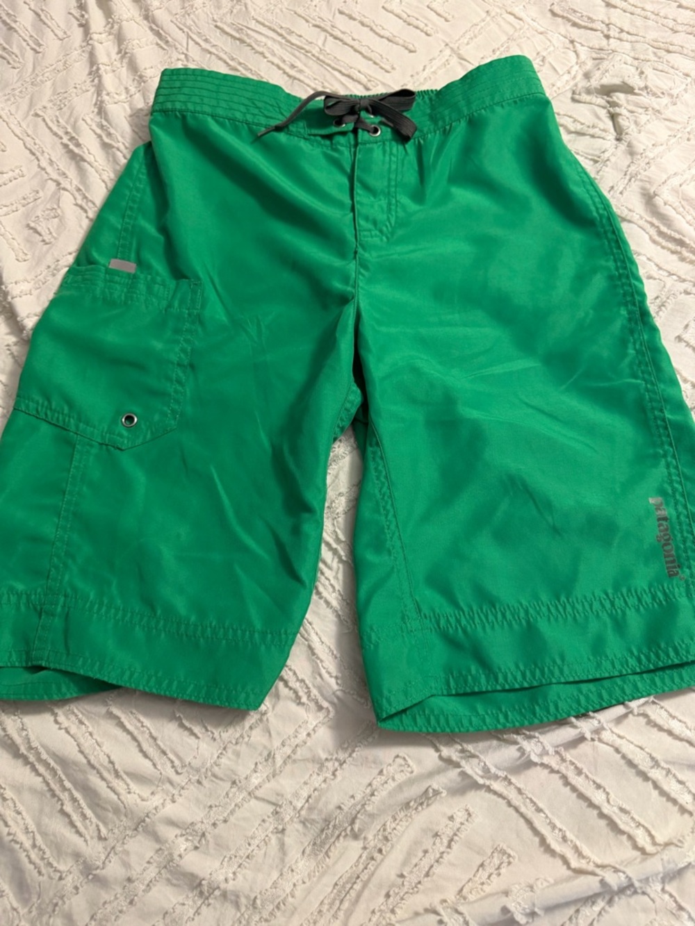 Patagonia Bright Green Elastic Waist Swim Shorts